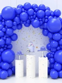 50 Flat Colored Bladder Balloon 7 Inch Round Balloons Decoration Party Birthday Tea Reveal Arch - 寶藍色 - 查看 2