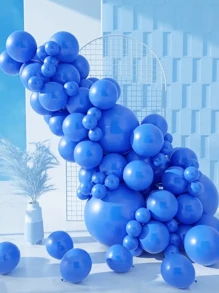 50 Flat Colored Bladder Balloon 7 Inch Round Balloons Decoration Party Birthday Tea Reveal Arch - 寶藍色 - 查看 4