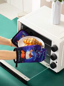 2pcs Oven Gloves Heat Resistant Baking Cooking Gloves For Kitchen Microwave Home Decor,Kitchen Decor Decor,Room Decor,Christmas Decor,Party Decor,Party Gift Decorations,Christmas Decorations,Christmas Gift,Kitchen Items,Kitchen Utensils,Kitchen Tools,Kitchen Things. - Multicolor - View 3