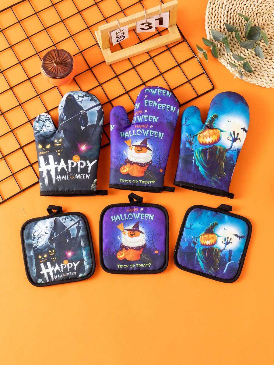 2pcs Oven Gloves Heat Resistant Baking Cooking Gloves For Kitchen Microwave Home Decor,Kitchen Decor Decor,Room Decor,Christmas Decor,Party Decor,Party Gift Decorations,Christmas Decorations,Christmas Gift,Kitchen Items,Kitchen Utensils,Kitchen Tools,Kitchen Things. - Multicolor - View 1