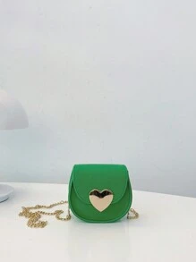 PU皮革时尚少女单肩包，心形斜挎包 - A - 查看 5