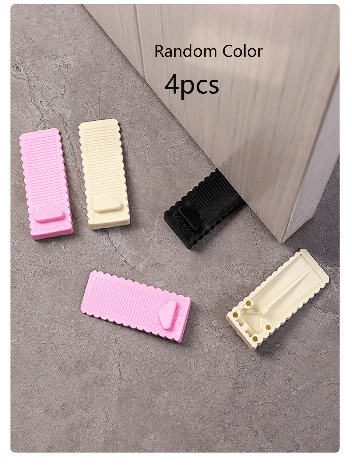 4pcs Door Stopper, Draught Excluder & Doorway Blocker, Door Jammer For Home & Office - Multicolor - View 1