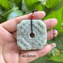 1 Natural Jade Octagonal Guardian Pendant, Octagonal Wealth, Guardian Peace Necklace, All Hand-Carved, Natural Gem Pendant, Quartz Crystal Necklace, Couple Necklace, Gift For Her, Holiday Gift, Quartz Crystal Gift - View 4
