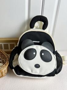 1pc Kids Panda Nylon Oxford Cloth Kindergarten Backpack, Zipper Closure Cute Cartoon School Bag, Suitable For Toddlers Everyday Casual Outings, All Seasons
