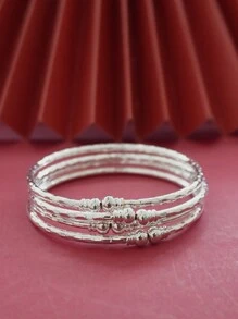 Silver Plated Classic Bracelet For The Back Of School Season On The Beach, A Fashionable Accessory For Women, A 3mm Thick Textured Bracelet, A Great Gift