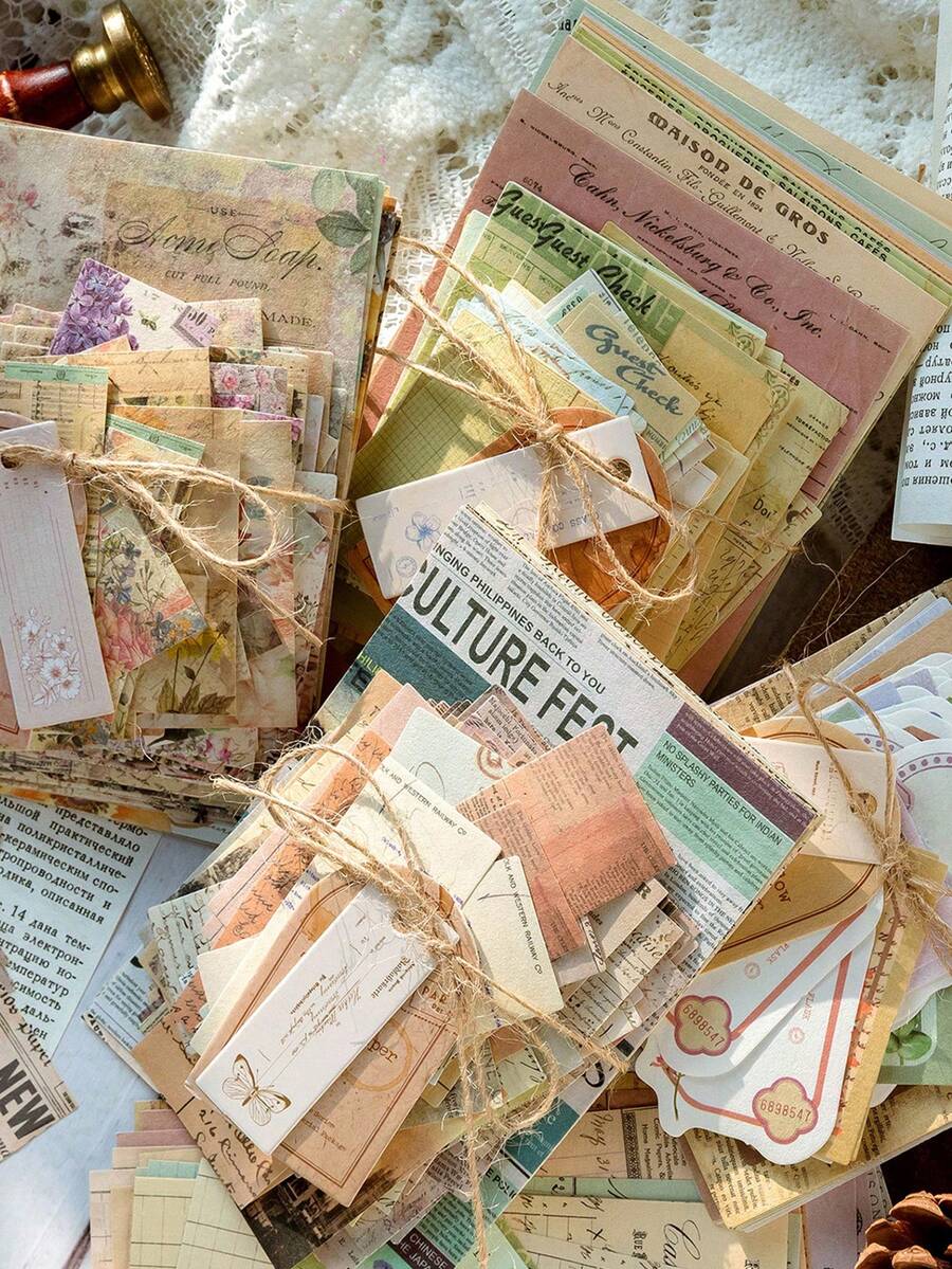 100 tờ giấy nhẹ phong cách cổ điển dùng làm sổ lưu niệm nền - Nhiều màu - Xem 1