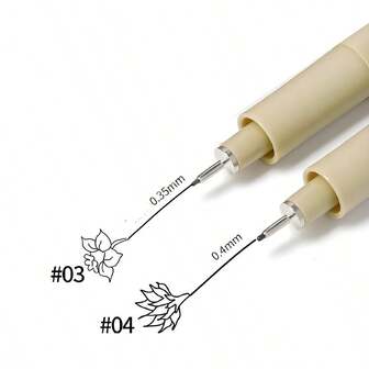 1支美甲涂鸦笔 黑色防水绘画勾线笔 3D抽象线条精细细节花叶绘图笔