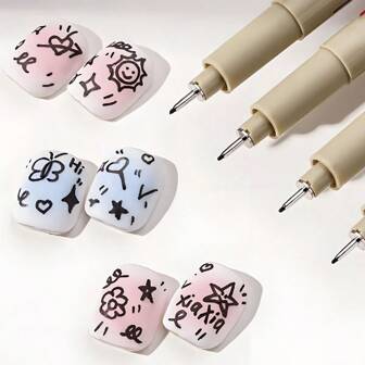 1支美甲涂鸦笔 黑色防水绘画勾线笔 3D抽象线条精细细节花叶绘图笔