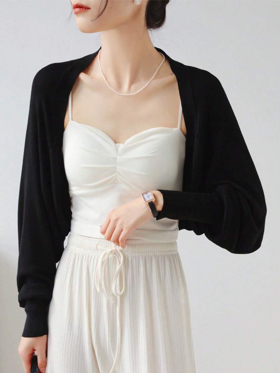 1pc Plain Knitted Cardigan Shawl Coverup Jacket For Women, Spring Summer - Multicolor - View 1