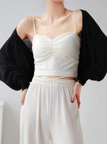 1pc Plain Knitted Cardigan Shawl Coverup Jacket For Women, Spring Summer - Multicolor - View 4