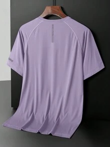 3pcs Women Outdoor Casual Short Sleeve Letter Print Round Neck Tops (Purple + Denim Blue + Black)