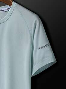 3pcs Women Outdoor Casual Short Sleeve Letter Print Round Neck Tops (Purple + Denim Blue + Black)