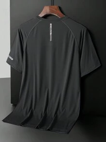 3pcs Women Outdoor Casual Short Sleeve Letter Print Round Neck Tops (Purple + Denim Blue + Black)