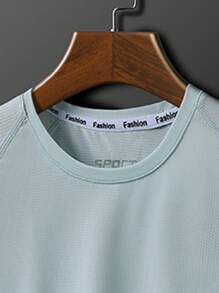 3pcs Women Outdoor Casual Short Sleeve Letter Print Round Neck Tops (Purple + Denim Blue + Black)