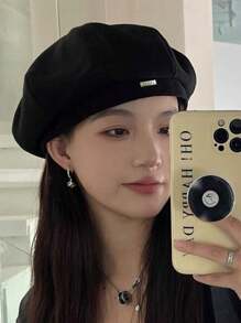 4/1 件女士时尚画家贝雷帽，时尚百搭设计，适合作为生日、聚会、郊游、通勤、旅行和度假的礼物送给朋友、姐妹、妈妈、伴侣、同事 - 黑色 - 查看 10