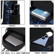 CsaxeKecna 夜光背包，大容量中学生背包，带 USB 充电接口的脊椎保护减压背包，适合旅行学院/男女学校背包返校学校用品书包大容量书包 - 綠色 - 查看 8