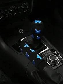 MEIKAXIU 2件套烫金蝴蝶图案闪亮亮片汽车手刹及换挡杆套，通用型，女士汽车配件 - 均碼 - 查看 10