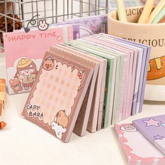4-Piece Assorted Cute Sticky Notes | Cartoon Memo Pads For Journaling & Messaging Back To School