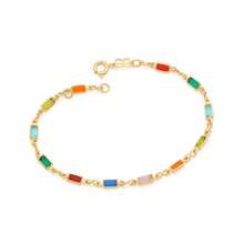 WOMEN'S 18K GOLD BRACELET COLORED THREAD OF STONES RECTANGULAR ROMMANEL 550668 - Vàng - Xem 1