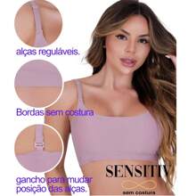 Seamless Cropped Top Bra Fitness Zero Transparency Thin Strap Gym - Coral Orange - View 3