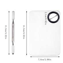1pc Stainless Steel Makeup Palette, Cosmetic Mixing Tray, Beauty Tools - White - View 3