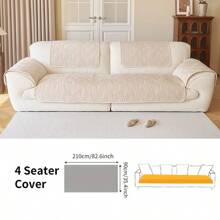 1PC Solid Color Plush Winter Lamb Plush Sofa Cushion, Non Slip Sofa Protective Cover For Living Room, 1/2/3/4 Person Seat, Home Soft Decoration, Suitable For Living Room, Office, Bedroom - Beige - View 12