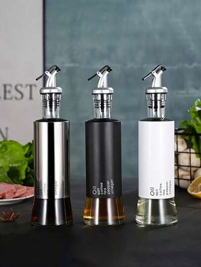 1入組玻璃油瓶醋瓶醬油儲存容器，適用於廚房烹飪、烘焙、沙拉、燒烤等，廚房工具與設備