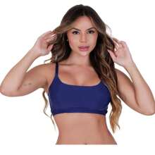 Seamless Cropped Top Bra Fitness Zero Transparency Thin Strap Gym - 藍色 - 查看 1