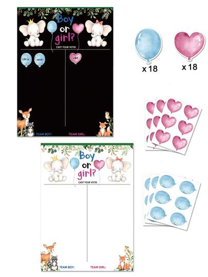 1 套性别揭秘派对贴纸、婴儿性别预测海报、性别揭秘派对投票选男孩或女孩、迎婴派对、孕妇女孩礼物迎婴派对家庭装饰礼物