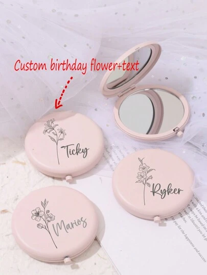 מראת איפור כיס עם שם מותאם אישית 1 יחידות, מתנה לשושבינה, מתנה מושלמת לחתונה, מתנה אלגנטית למסיבת כלה, מראה בהתאמה אישית, אופנת רחוב קז'ואל