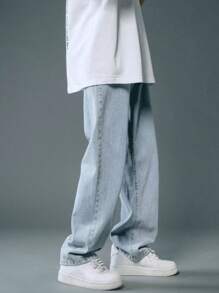 Bag Jeans Pants Wide Straight Cut Carpenter UNISEX - 淺色水洗藍 - 查看 1