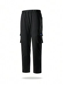 1 pieza Pantalón cargo holgado y recto de estilo informal tipo novio para hombre, pantalón ligero y a prueba de viento para exteriores, verano