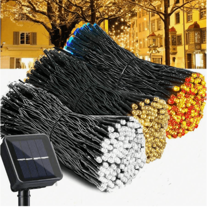 1 bucată șir de lumină LED cu energie solară, 8 moduri de iluminare, rezistent la apă, multicolor, pentru petrecere de vacanță în aer liber/decor de grădină, Crăciun