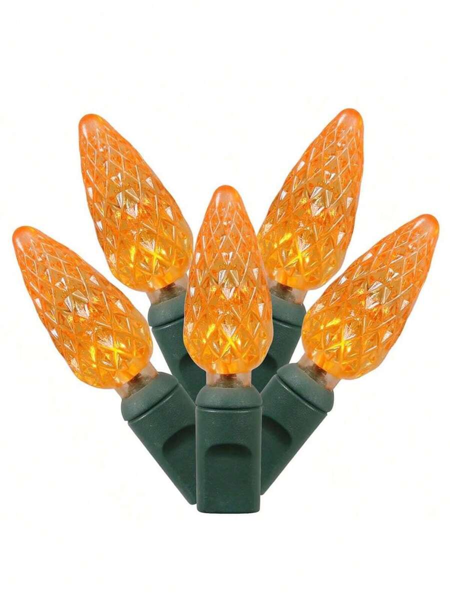 Unbeatablesale 100 Orange C6 LED Lights On Green Wire, 34 Ft. Christmas