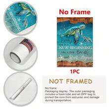 1 Piece Undersea Turtle Everyday Is A New Beginning Canvas Wall Art Artwork Home Decor For Bedroom Living Room Bathroom Frameless Posters, Wall Art, Room Decoration Stuff Gifts Birthday Graduation Coastal Decor Coastal Decor Beach Decor