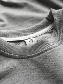 Tween Girls Slogan & Cat Graphic Print Crew Neck Sweatshirt, Casual Long Sleeve Knitted Top - Grey - View 4