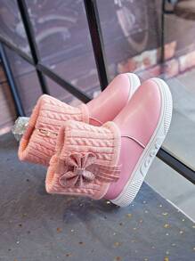 Girls' Boots Autumn/Winter Winter Shoes, Children's Snow Boots Little Girl Princess Warm Boots - Pink - View 6