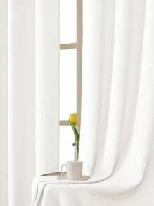 1 pièce Rideau court de cuisine de couleur unie à l'aspect de lin, rideaux de fenêtre semi-transparents légers de 230 g/㎡ de style simple pour chambre à coucher, salon, protection UV