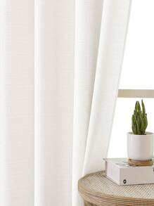 1 pièce Rideau court de cuisine de couleur unie à l'aspect de lin, rideaux de fenêtre semi-transparents légers de 230 g/㎡ de style simple pour chambre à coucher, salon, protection UV