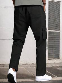 1 pieza Pantalón cargo holgado y recto de estilo informal tipo novio para hombre, pantalón ligero y a prueba de viento para exteriores, verano