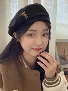 4/1 件女士时尚画家贝雷帽，时尚百搭设计，适合作为生日、聚会、郊游、通勤、旅行和度假的礼物送给朋友、姐妹、妈妈、伴侣、同事 - 黑色 - 查看 11