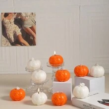 Velas de cera con forma de calabaza para decoración central de mesa del hogar en Halloween