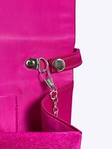 Hot Pink Glamorous ,Simple  Women's Satin Evening Bag Bow Flap Clutch Shiny Rhinestone Purse With Top Handle Handbag With Detachable Shoulder Strap And Metal Chain For Women Formal Party/Prom/Wedding - Hot Pink - View 3