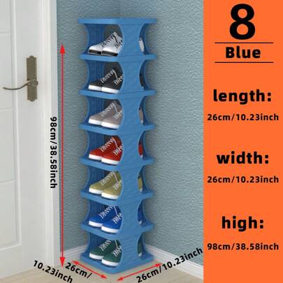 8-Tier Stackable Plastic Shoe Rack, Space-Saving Shoe Organizer For Living Room, Polypropylene Shoe Storage Shelf, No-Tool Assembly, Floor Standing, Home Dorm Shoe Tower - Use Without Electricity,  Material