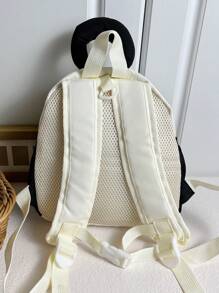 1pc Kids Panda Nylon Oxford Cloth Kindergarten Backpack, Zipper Closure Cute Cartoon School Bag, Suitable For Toddlers Everyday Casual Outings, All Seasons
