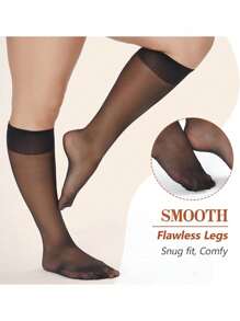6 Gói Plus Size Tất dài đến đầu gối cho nữ, Quần nylon - Màu be - Xem 5