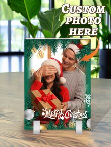 1 pièce Ornement de bureau rectangulaire en acrylique personnalisé pour les photos de Noël des couples, photo personnalisée avec base de décoration de bureau, cadeau photo DIY pour la Saint-Valentin, cadeau commémoratif d'anniversaire unique, décoration de bureau idéale pour les occasions spéciales comme la décoration de Noël à la maison, le mariage, l'anniversaire, la décoration de la maison ou du bureau, etc. pour les meilleurs amis et la famille. (Il y a 4 modèles à choisir)