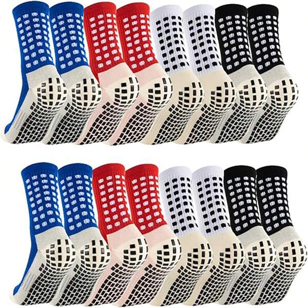6 confezioni di calzini da calcio da uomo con grip antiscivolo, suola con presa per calcio, basket e sport