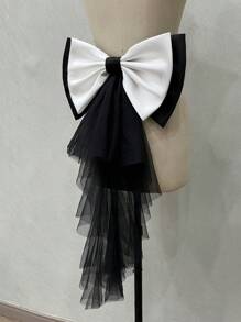 1 chiếc thắt lưng satin trắng trang trí nơ với dải ruy băng lưới bất đối xứng, phụ kiện ngày Valentine - Nhiều màu - Xem 18