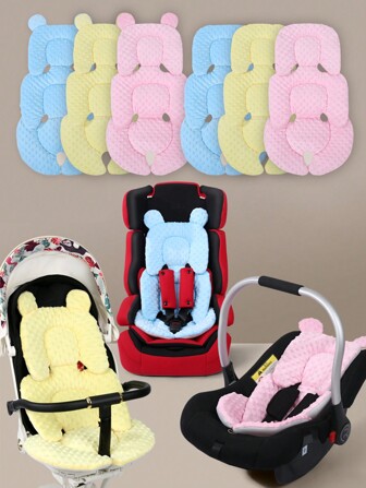 1pc Baby Stroller/Car Seat Cushion, Plush Thickened Warm Pad, Soft & Breathable Infant Pram Liner, Reversible 4-Season Stroller/High Chair Seat Pad